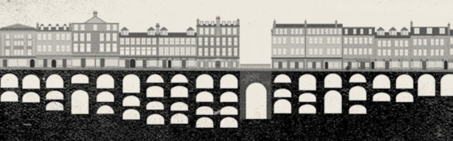 A cross-section of the Edinburgh South Bridge Vaults, showing the underground vaults inside the bridge arches. 