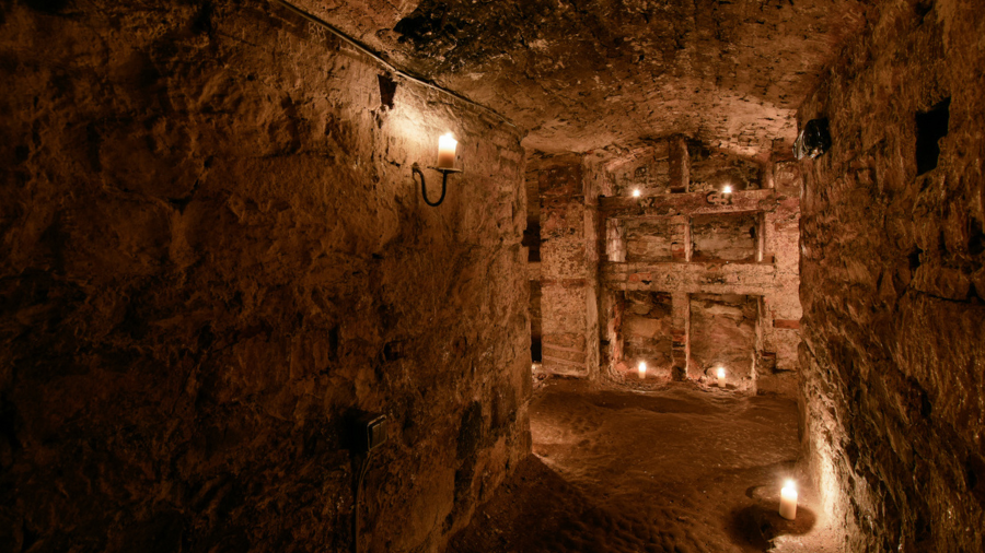 The Blair Street Underground Vaults, looking out of the White Room and into a corridor.